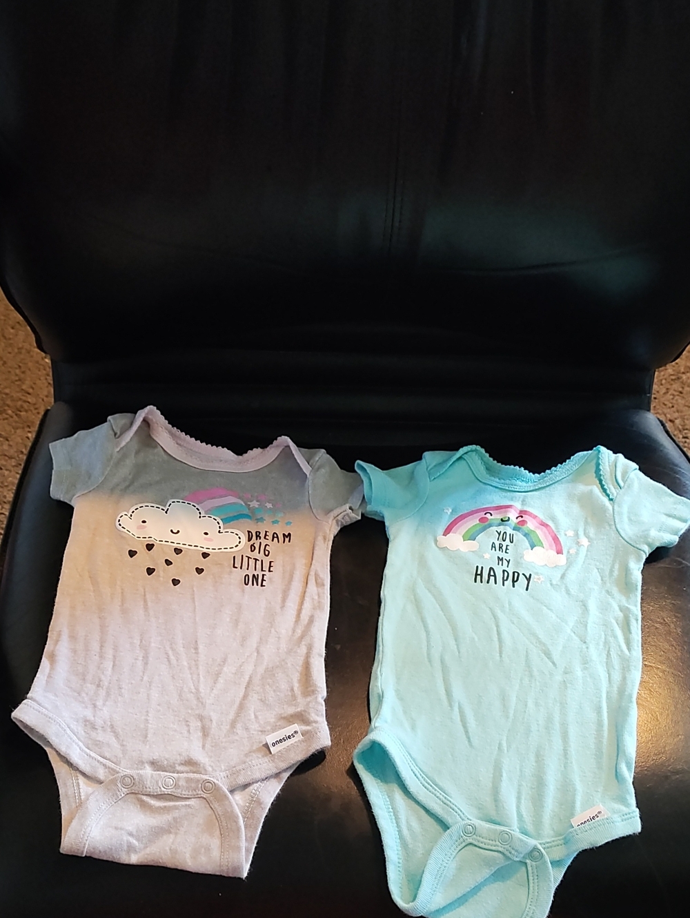 Gerbers Baby One-Piece Bodysuit -gray With White Cloud & Mint Rainbow Options